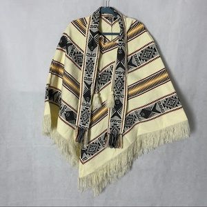 Beautiful Wool Tribal Poncho with Fringe OS